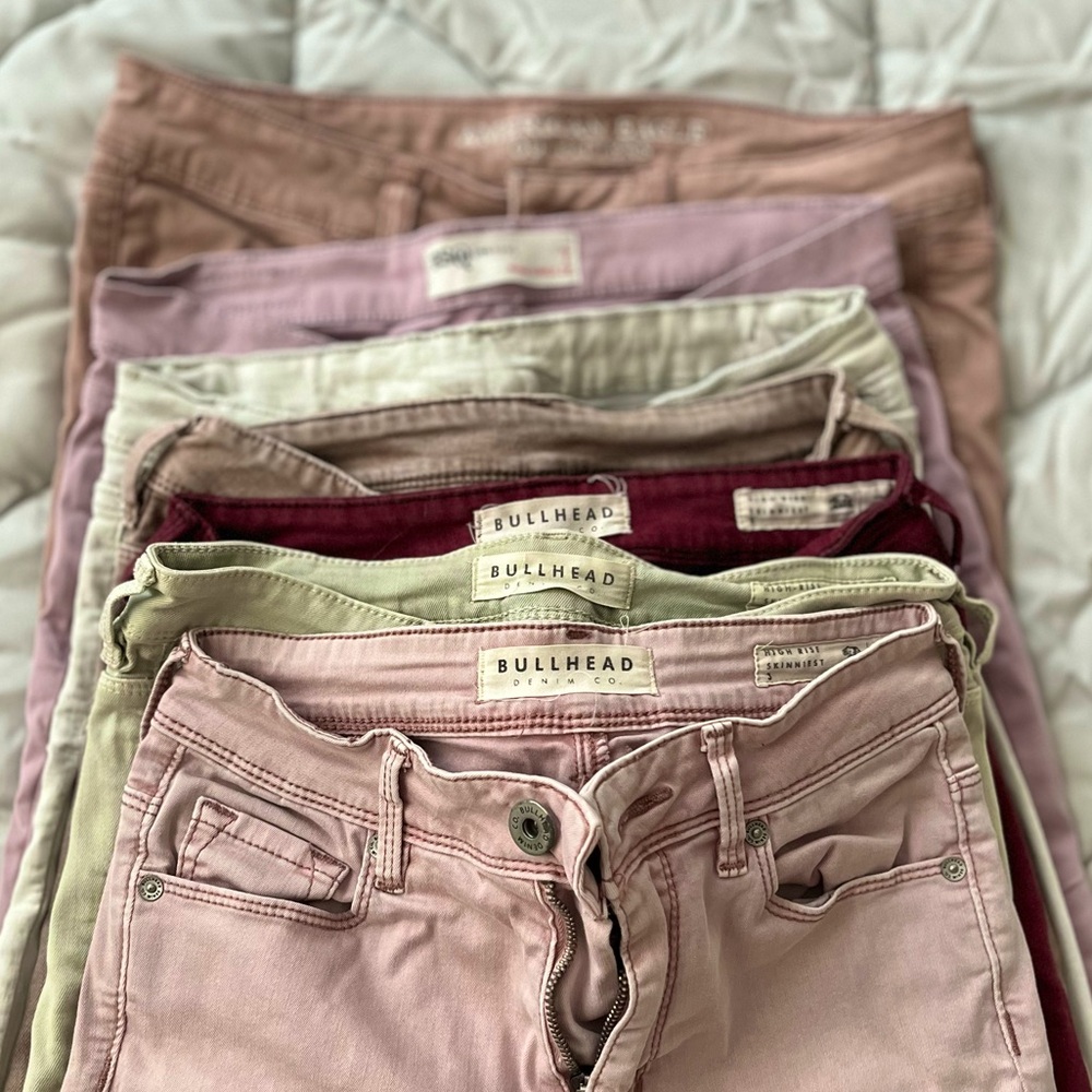 7 Pastel color skinny Jeans Bundle ! Small size - Bullhead, American Eagle..